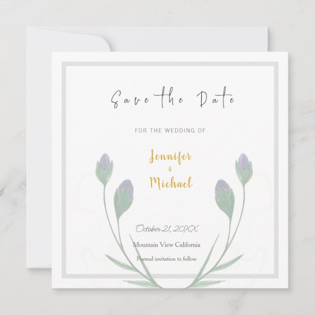 Carte Mariage couleur or Calligraphie Script Enregistrez (Devant)