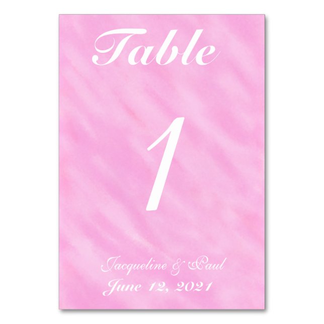 Carte Mariage couleur rose vif N° tableau (Par défaut)