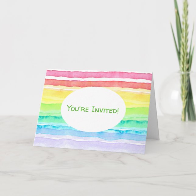 Carte Mariage d'aquarelle arc-en-ciel (Devant)