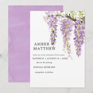 Carte Mariage d'aquarelle pourpre périphérique