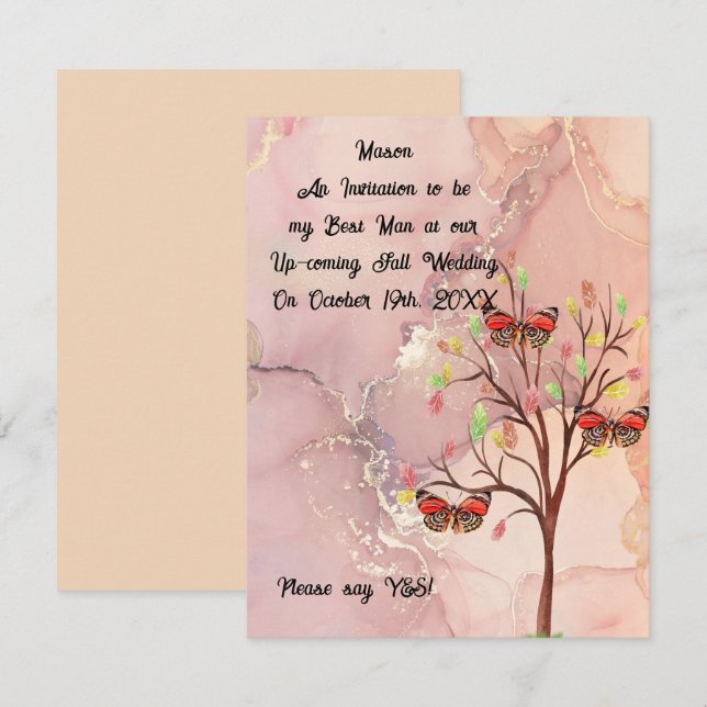 Carte Mariage de automne de demande Best Man (Devant / Derrière)