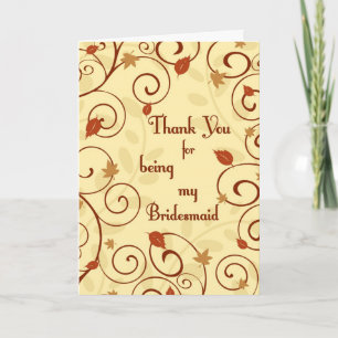 Carte mariage de automne Merci Bridesmaid
