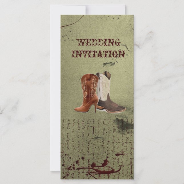 Carte mariage de bottes de cowboy de l'ouest (Devant)