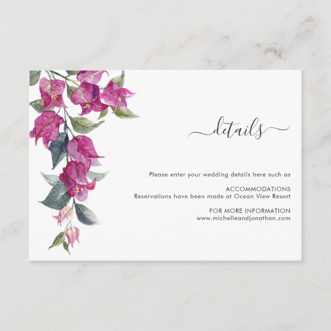 Carte Mariage de bougainvilliers méditerranéens (Devant)