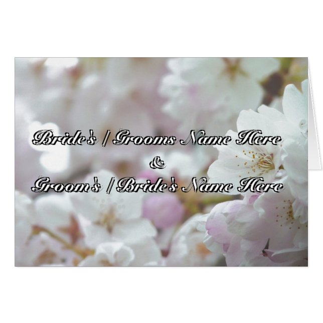 Carte Mariage de carte en fleurs blanches personna (Devant horizontal)