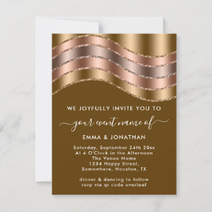 Carte Mariage de code QR Elegant Rose Gold Green Mustard