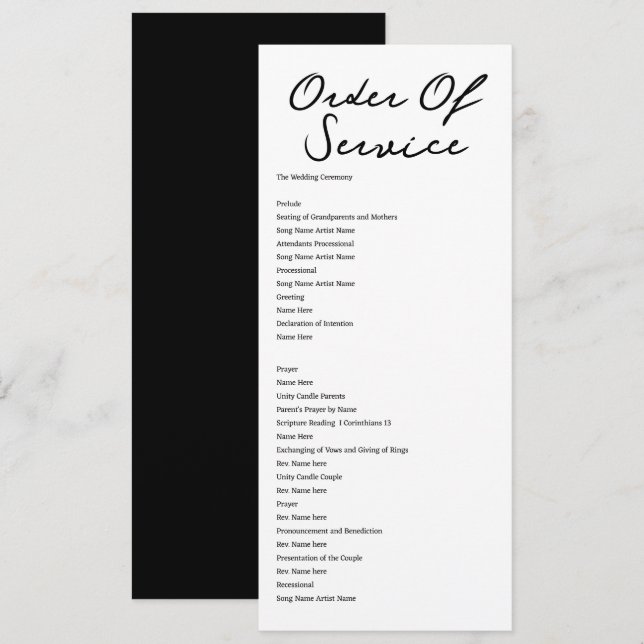 Carte Mariage de commande manuscrite (Devant / Derrière)