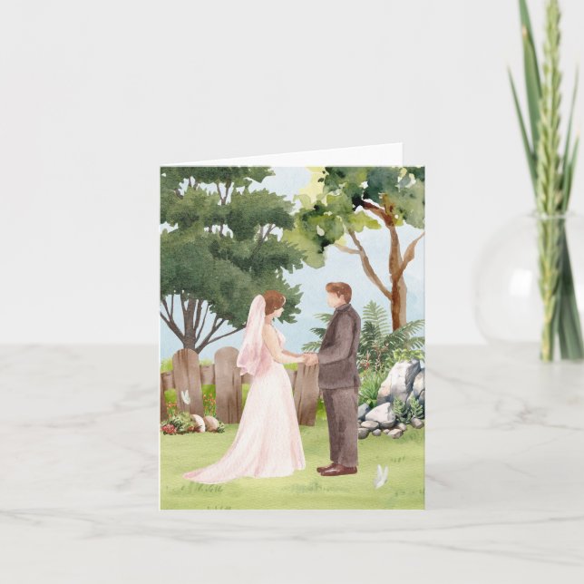 Carte Mariage de couple aquarelle (Devant)