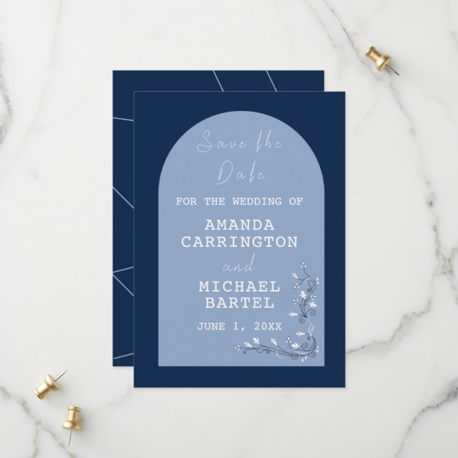 Carte Mariage de date à deux tonalités (Devant/Arrière en situation)