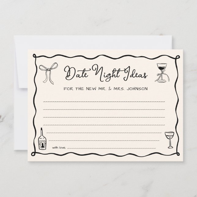 Carte Mariage de date de nuit de la main noire (Devant)