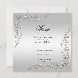 Carte Mariage de décoration d'argent élégant RSVP