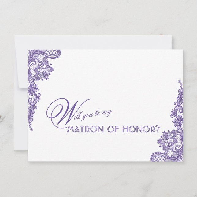 Carte Mariage de dentelle ultra violet moderne Matron d' (Devant)
