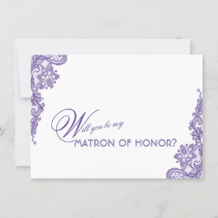 Carte Mariage de dentelle ultra violet moderne Matron d'