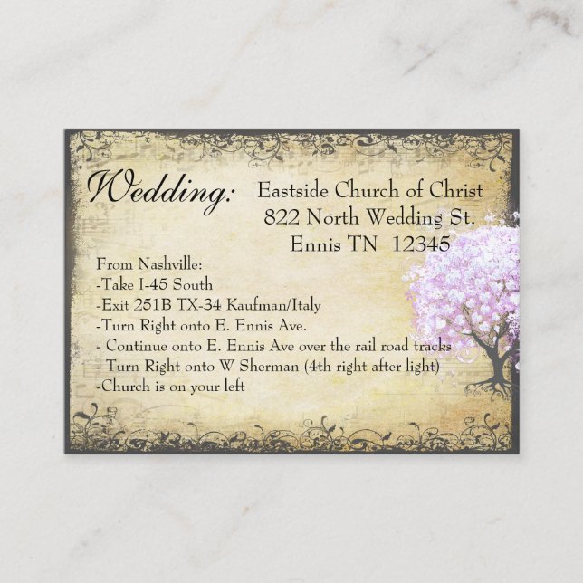 Carte Mariage de direction de l'arbre de la feuill (Devant)