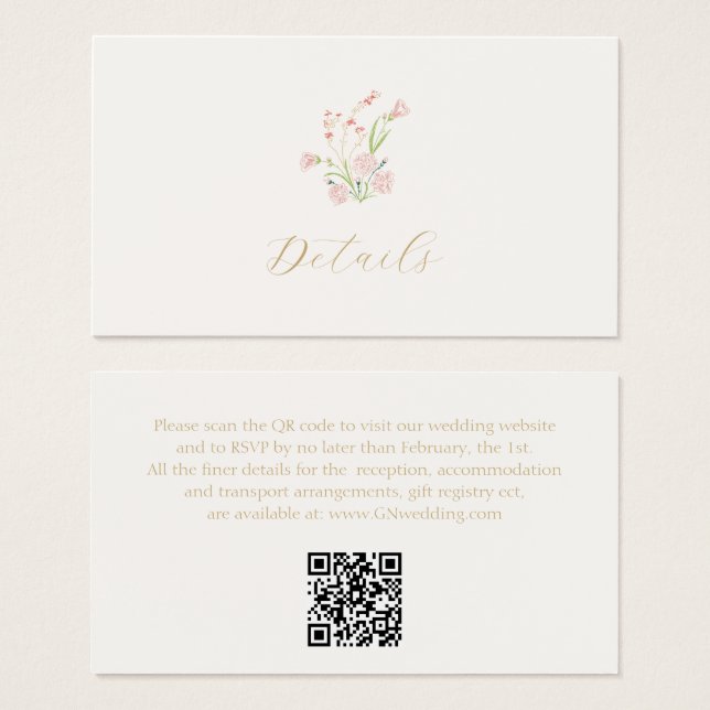 Carte Mariage de fermeture du registre des cadeaux (Devant & derrière)