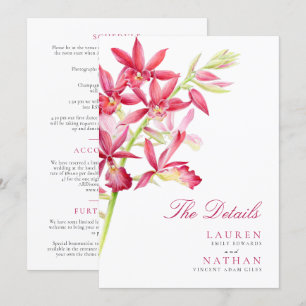 Carte Mariage de fleurs d'orchidées rouges informations