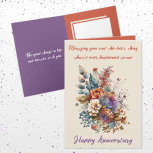 Carte Mariage de fleurs orange femme anniversaire