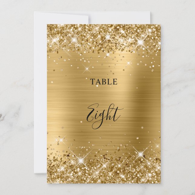 Carte Mariage de glitterie Gold Foil Numéro de tableau 5 (Devant)