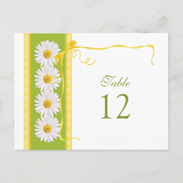 Carte Mariage de la marguerite jaune vert (Devant)