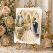 Mariage de la Mariée et du Marié agenouillés devan