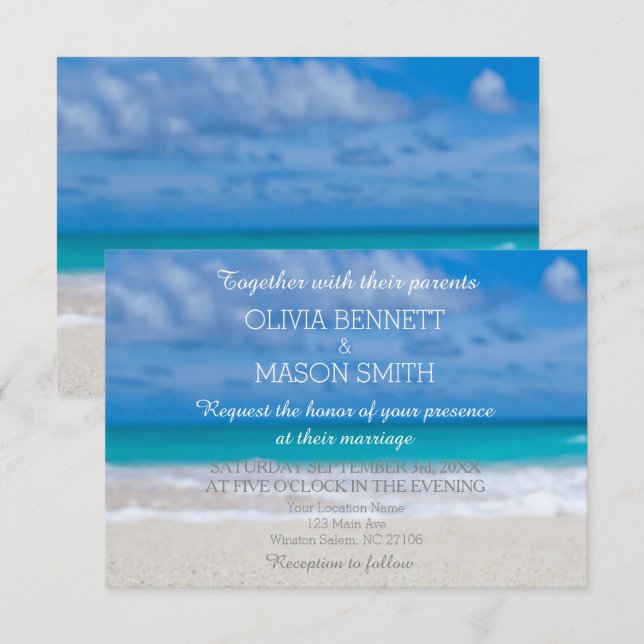 Carte Mariage de la plage de Destination Tropical  (Devant / Derrière)