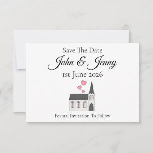 Carte Mariage de l'Église mignonne Enregistrer la date