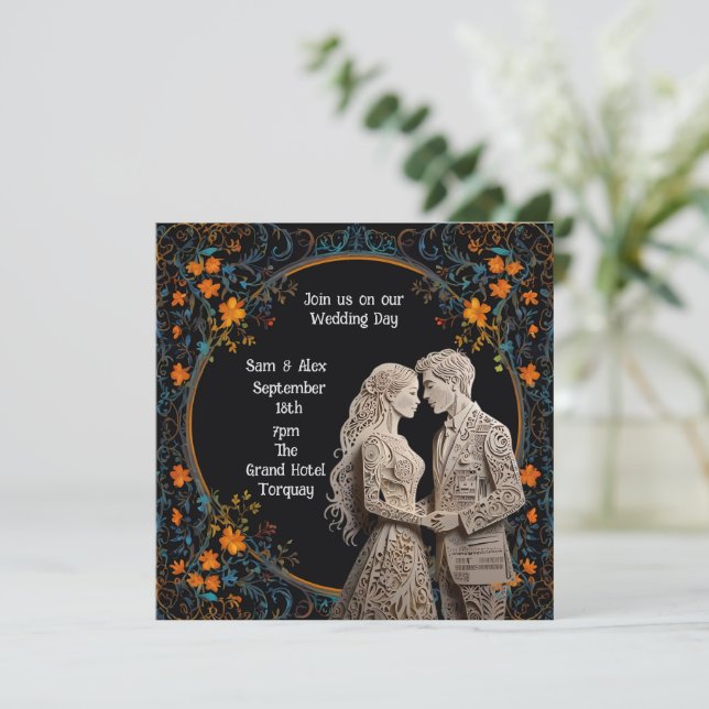 Carte Mariage de mariée et de chambre personnalisée (Debout devant)