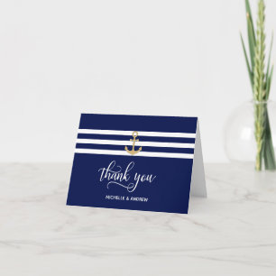 Carte Mariage de Merci d'Ancre bleu marine