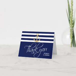Carte Mariage de Merci d'Ancre bleu marine