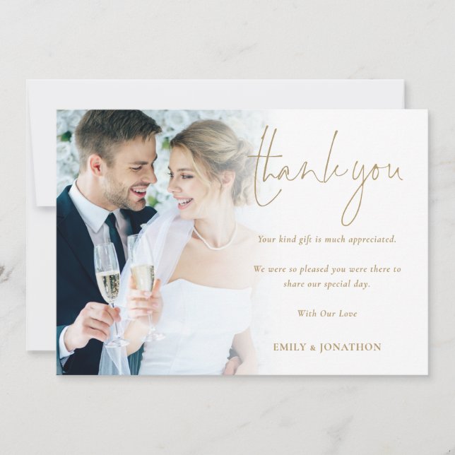 Carte Mariage de Merci de  de photo Gold (Devant)