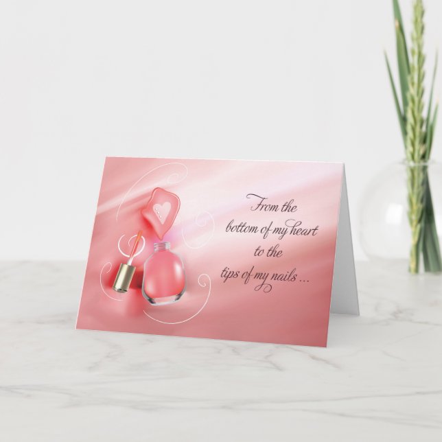 Carte Mariage de Merci Manicuriste ongle rose polonais (Devant)