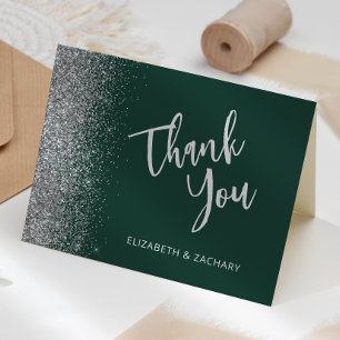 Carte Mariage de Parties scintillant en argent Emerald G