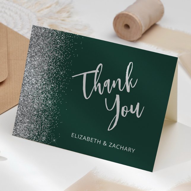 Carte Mariage de Parties scintillant en argent Emerald G (Créateur téléchargé)