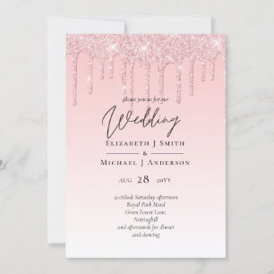 Carte MARIAGE de Parties scintillant rose