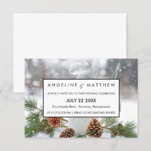 Carte Mariage de Pinecone et Snowflakes d'hiver