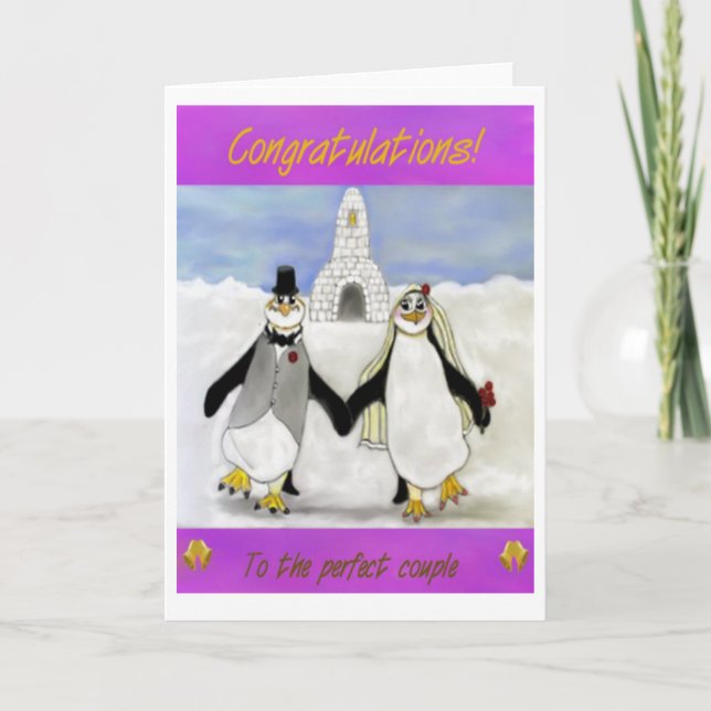 Carte Mariage de pingouins (Devant)