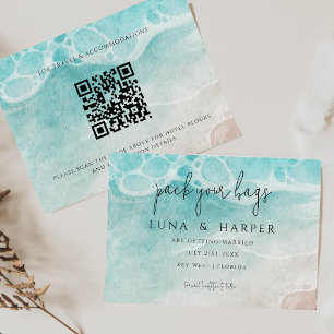 Carte Mariage de plage à l'aquarelle sur la marée océani