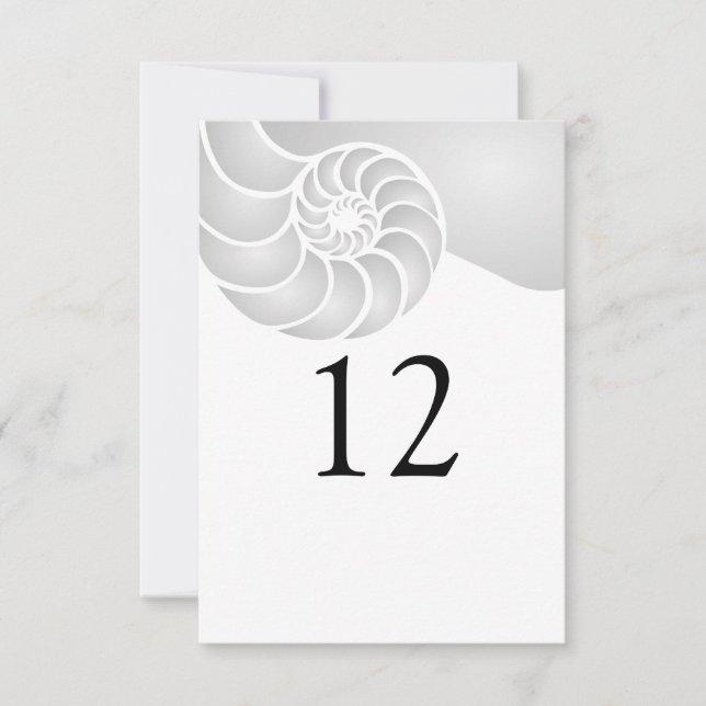 Carte Mariage de plage en argent Nautilus Shell (Devant)
