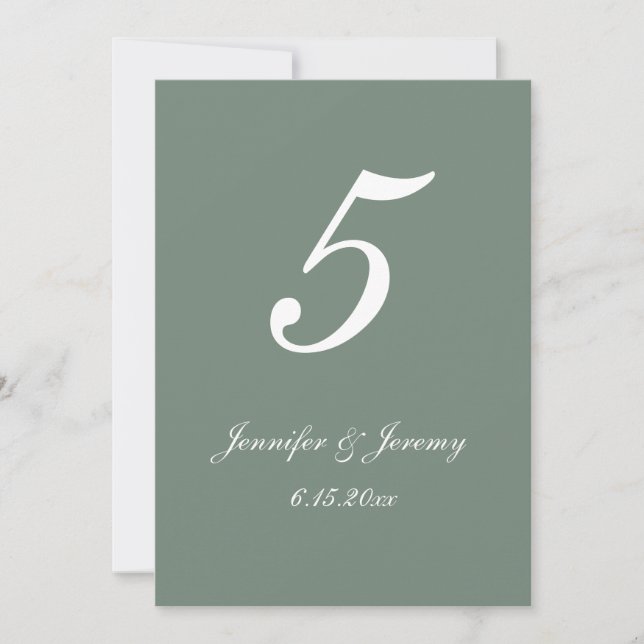 Carte Mariage de script blanc moderne Sage Green (Devant)