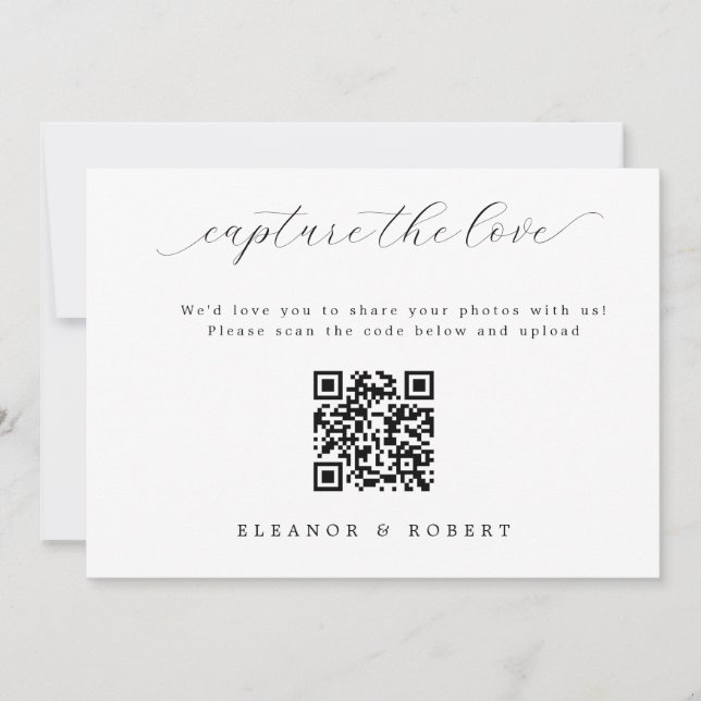 Carte Mariage de script élégant capter le code QR d'amou (Devant)