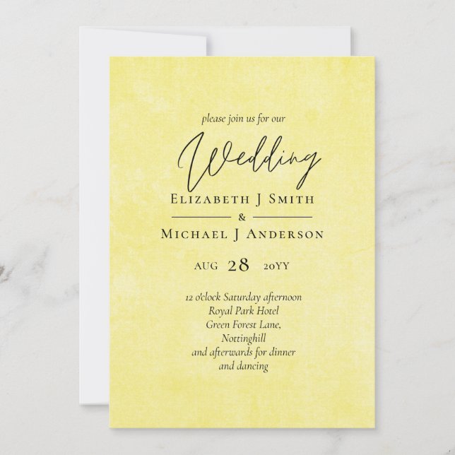 Carte MARIAGE de script jaune Turquoise BUDGET (Devant)
