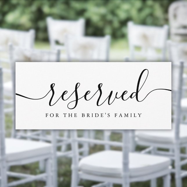 Carte Mariage de script noir et blanc Chaise réservée Si (Black and White Script Wedding Reserved Chair Sign)
