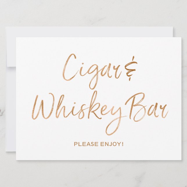 Carte Mariage de signature Cigar & Whiskey | Rose or élé (Devant)