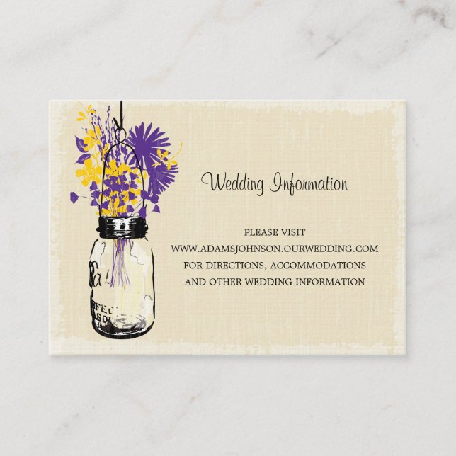 Carte mariage de site Web Mason Jar Fleur sauvage (Devant)