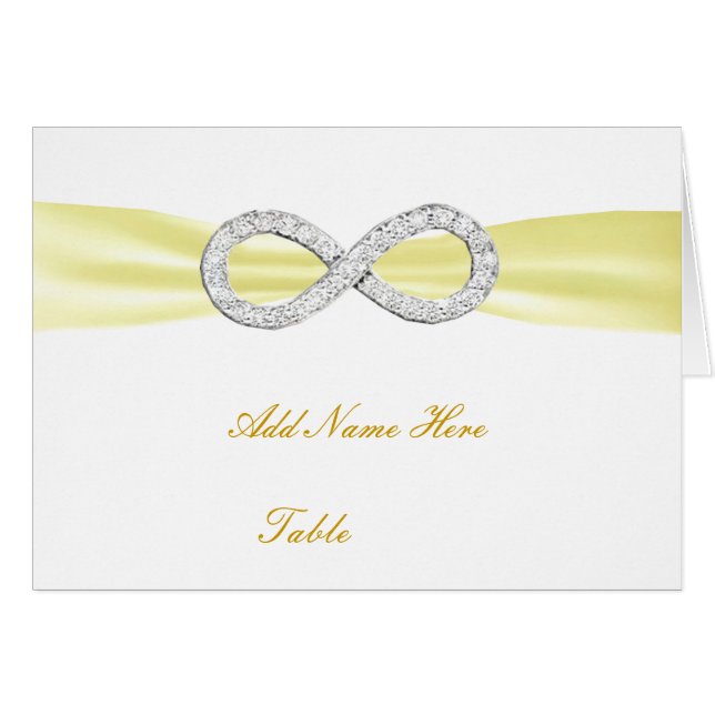 Carte Mariage de table Diamond jaune Infinity (Devant Horizontal)