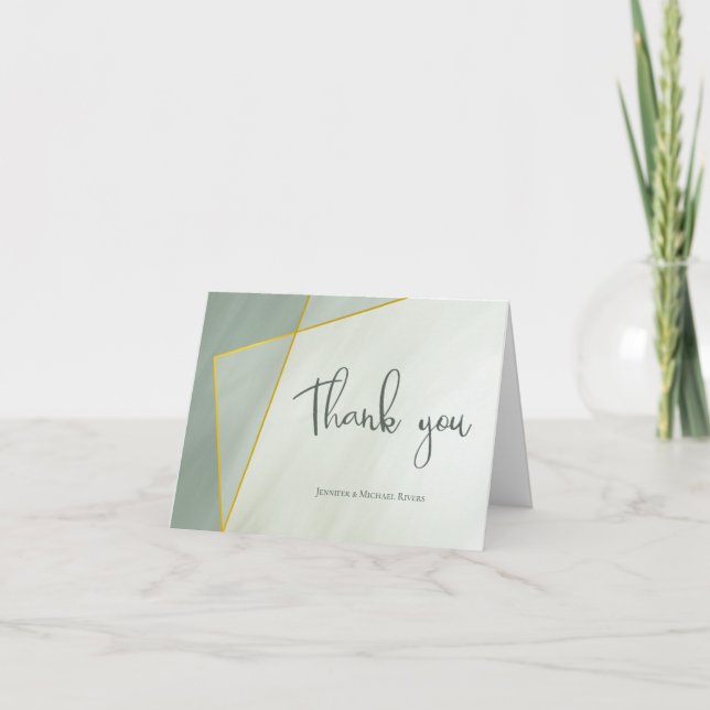 Carte mariage de typographie géométrique en jade gris (Devant)