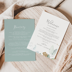 Carte Mariage de verdure Airy Bienvenue Lettre & Itinéra