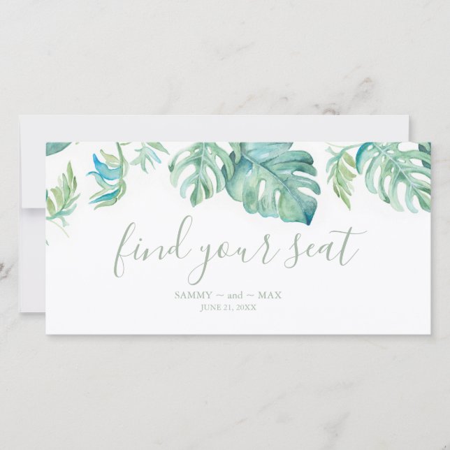 Carte Mariage de verdure tropicale Trouvez votre siège (Devant)