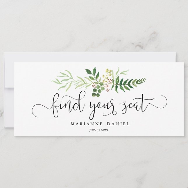 Carte Mariage de verdure trouvez votre siège (Devant)