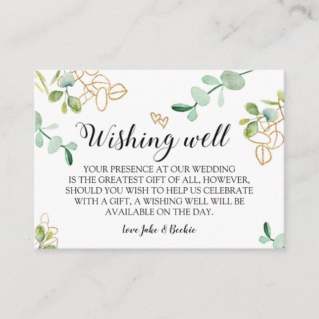 Carte Mariage de verdure Wishing Well (Devant)